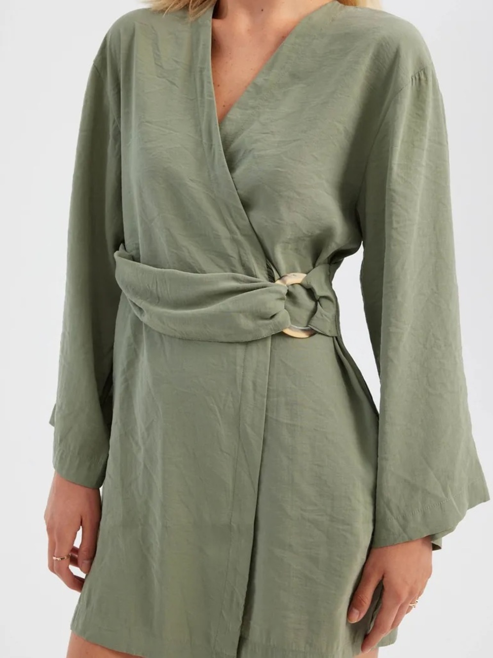 Zara Olive Green Dress with V-Neck
